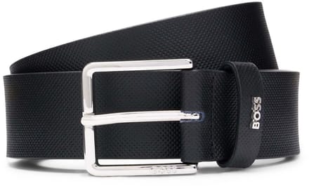 BOSS Leren Riem Ther-BOSS-Piq_Sz35 Belt W90 Black Zwart