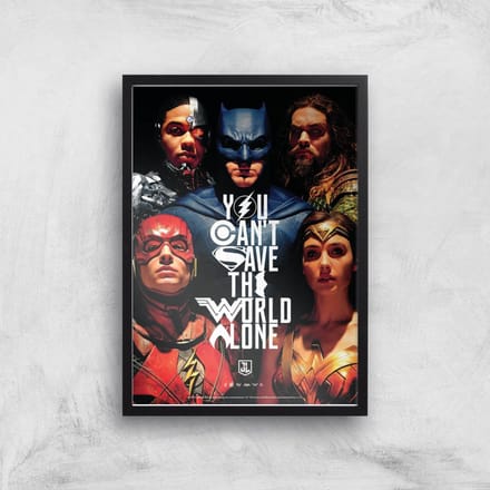 DC Justice League Giclee Art Print - A4 - Black Frame