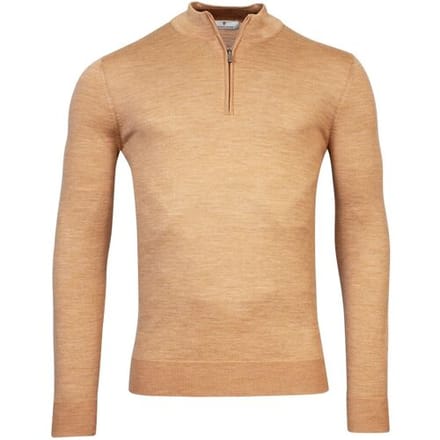 Thomas Maine Trui Fine Merino Skipper Half Zip Single Knit Golden Sand / male