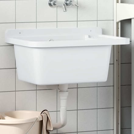 vidaXL - Gootsteen - wandgemonteerd - 60x40x28 - cm - hars - wit