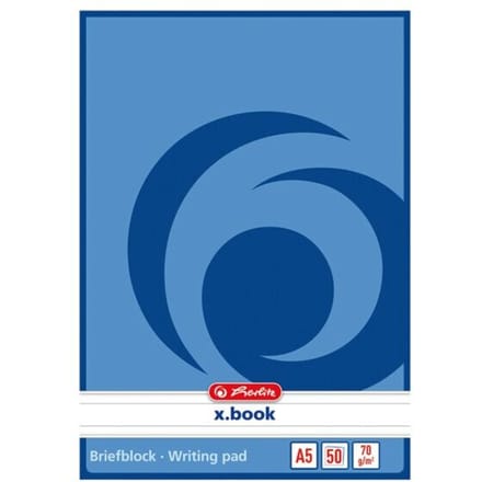 herlitz schrijfblok x.book, A5, ongeperforeerd, 50 vel, gelinieerd 70 g/m²