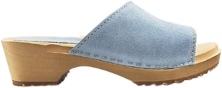 Houten sandalen met suede leren upper - Mint Blue - maat 42