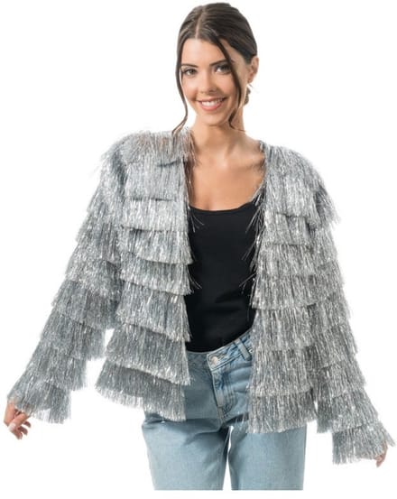 Zilveren Tinsel Festival Jas Dames - Maat S
