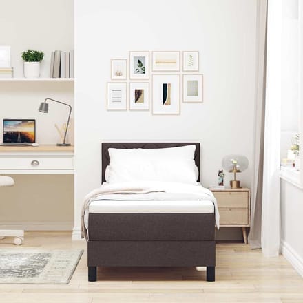 vidaXL - Boxspring - bed - met - hoofdeinde - Donkerbruin - 80 - x - 200 - cm - Stof