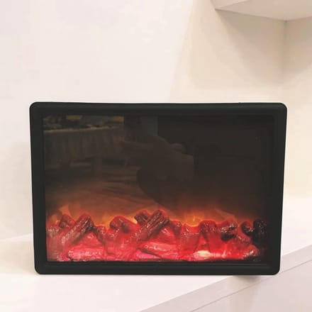 Thuys – LED Vlamlamp – Met Sfeervol Openhaard Effect – USB & Batterij Aangedreven – 30 x 21 x 7,8 Cm – Zwart