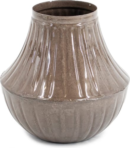 HomeBound by KY | Vaas metaal brown marble | 7x14x14cm | bloemenvaas bruin