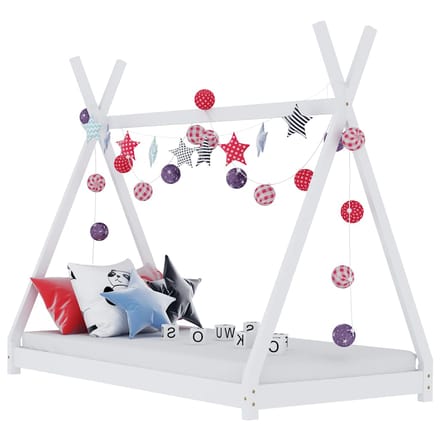 vidaXL - Kinderbedframe - massief - grenenhout - wit - 90x200 - cm