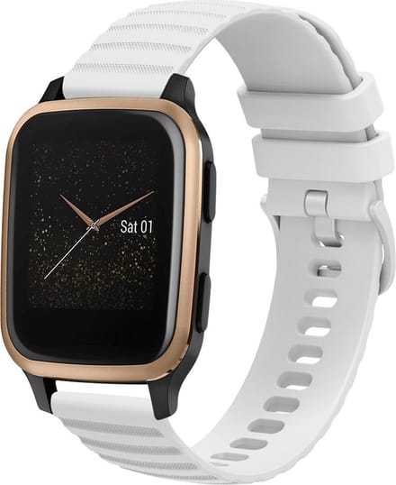 Siliconen bandje - geschikt voor Amazfit GTS / GTS 2(E) / GTS 2 Mini / GTS 3 / 4 (Mini) / Bip (S) / Bip U (Pro) / Bip Lite / Bip 3 (Pro) / GTR 42 mm / Pop (Pro) / Active (2) - wit