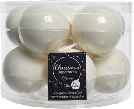Decoris Kerstballen set - 20x stuks - glas - wol wit - 6 cm - glans/mat - kerstversiering