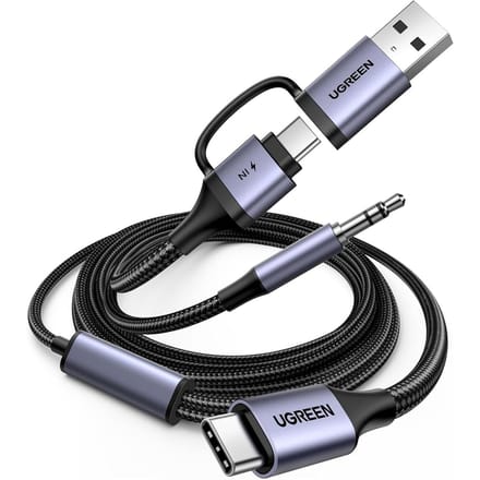 Adapter audio met laadfunctie 2-in-1 USB-C - USB-A/C minijack - zwart