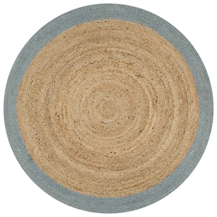 vidaXL - Vloerkleed - handgemaakt - met - olijfgroene - rand - 90 - cm - jute