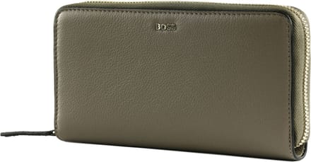 BOSS Leren Portemonnee Alyce Ziparound Wallet Taupe