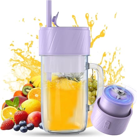 Draagbare Blender - Smoothie Maker - Gezonde Drankjes Maken - 6 RVS Messen - 400ml - Bruin