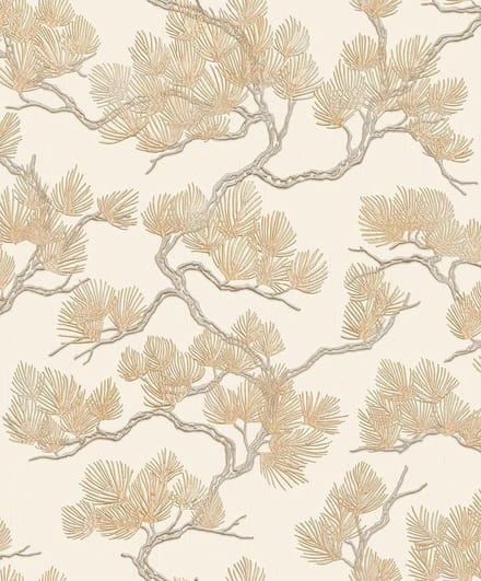 DUTCH WALLCOVERINGS Behang Pine Tree crèmekleurig