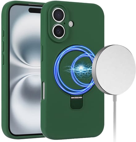 Telefoonhoesje geschikt voor iPhone 17 Hoesje Groen - MagSafe Compatible - Solidenz Kickstand Case - Shockproof Backcover