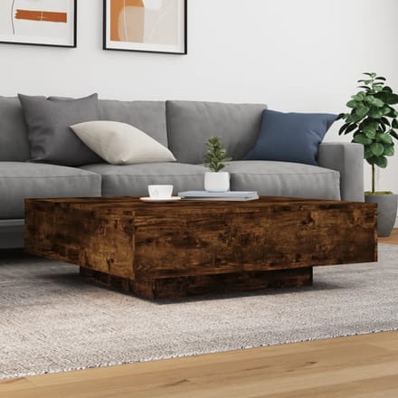 vidaXL - Salontafel - 100x100x31 - cm - bewerkt - hout - gerookt - eikenkleurig