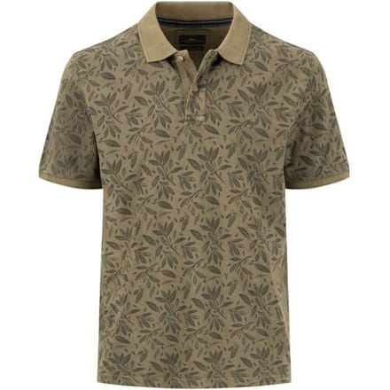Fynch-Hatton Polo Soft Wash Sunfaded Garment Dyed Leaves Pattern Donker Khaki / male