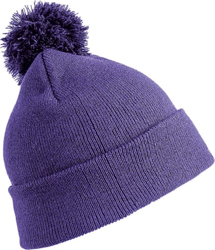 Result Wintermuts - met pom pom - paars - volwassenen - dames/ heren - muts - 100% acryl