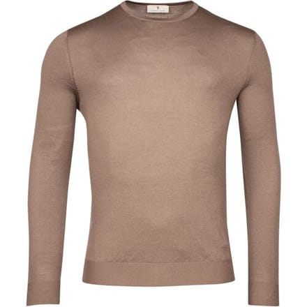 Thomas Maine Trui Merino Crew Neck Single Knit Taupe / male