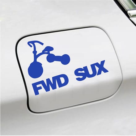 Bumpersticker - FWD SUX - 12,2 X 18 - Blauw
