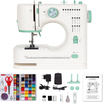 Mini Naaimachine - 16 Steekprogramma's - Dubbele Naald en Dubbele Draad - Met Voetpedaal en Naaiset - Voor Beginners