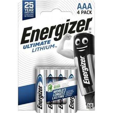 Energizer Ultimate FR03 AAA batterij (potlood) Lithium 1250 mAh 1.5 V 4 stuk(s)
