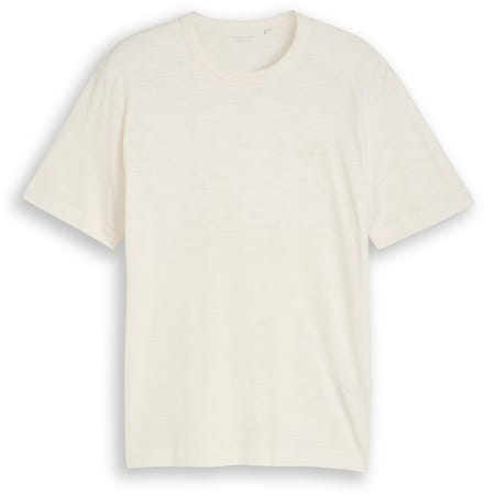 Tom Tailor - T-shirt in gemêleerde look - Maat M - Gardenia White