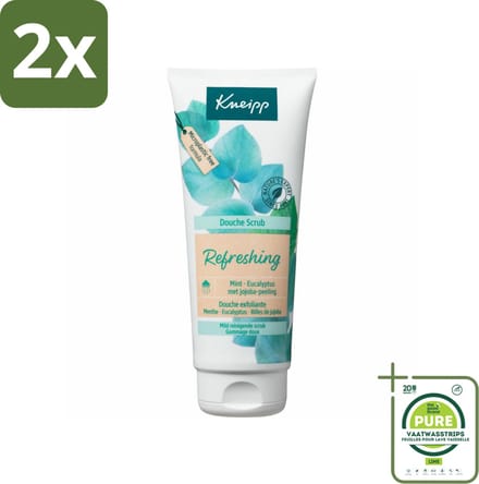 Kneipp - Douche scrub - Refreshing - Mint & Eucalyptus - 200 ml - Voordeelverpakking - 2 stuks - Douche scrub - Verfrissende douche
