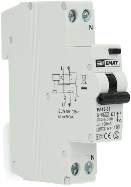EMAT aardlekautomaat B16 1P+N 100mA Type A (85006012)