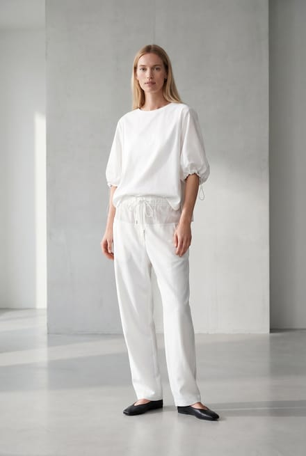Pamela jersey/taffeta mix blouse | Off White - Off White / S