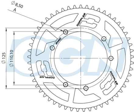 Couronne de transmission Doppler pour Moto Sherco 50 SM R 2013 à 2017 Neuf
