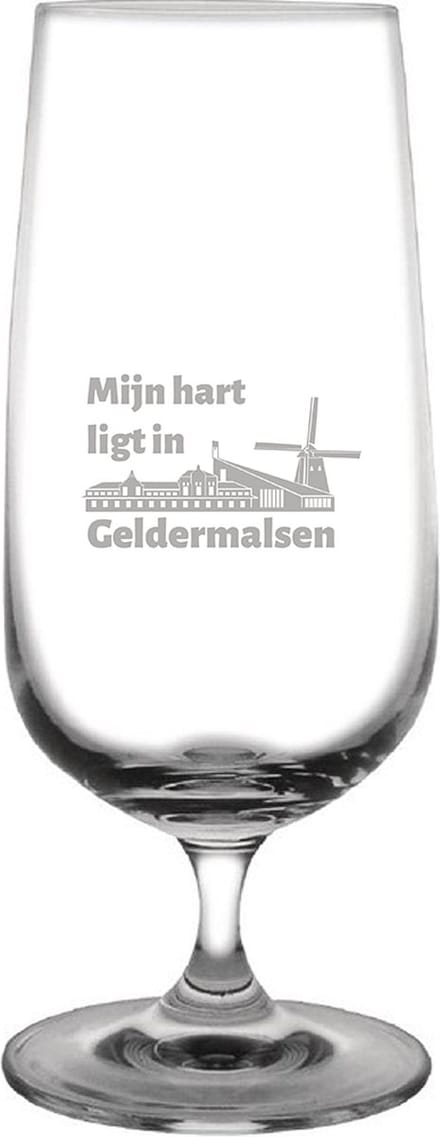 Gegraveerde bierglas op voet 41cl Geldermalsen