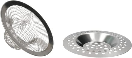 Gerimport gootsteen zeefje - 2 delig - zilver - D7 cm - RVS - keukenaccessoires