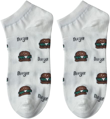 Clayre & Eef Grappige Sokken one size Wit Polyester Hamburgers
