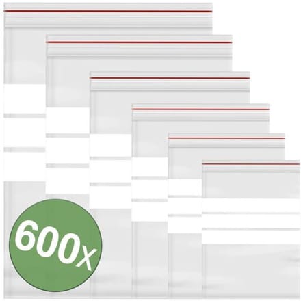 Quadrios Hersluitbare zak met etiketstrook Transparant Polyethyleen Bag 600 stuk(s)