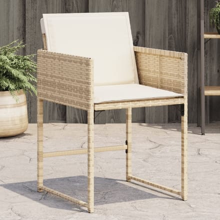 vidaXL - Tuinstoelen - 4 - st - met - kussens - poly - rattan - beige