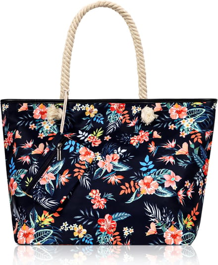 TAN.TOMI Strandtas met rits - Schoudertas - Grote beachbag - Gestreep - Waterafstotend Materiaal