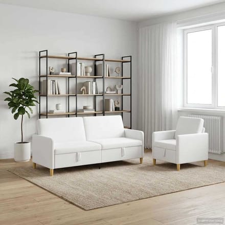 vidaXL - Sofa - Set - Met - Opslag - 2 - st - Wit - Polyester