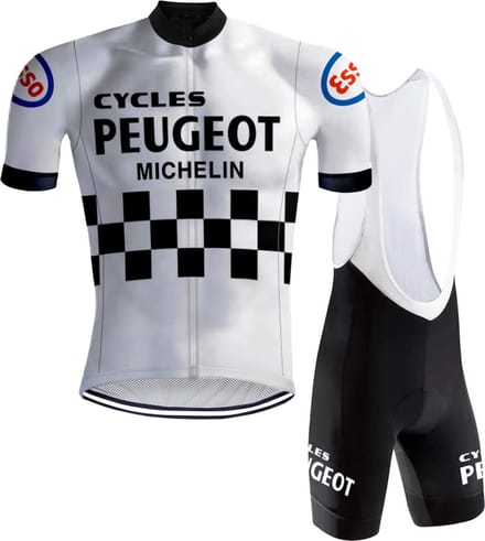 Retro Wielertenue Peugeot Wit/Zwart - REDTED - S