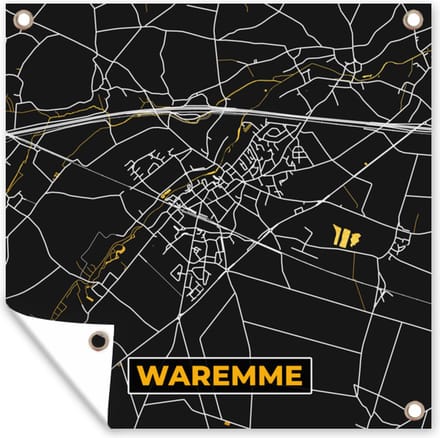 Tuindoek Plattegrond - Waremme - Goud - Kaart - Stadskaart - 100x100 cm