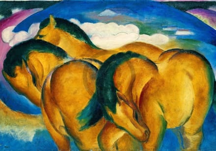 Kunstdruk Franz Marc - Die kleinen gelben Pferde 100x70cm