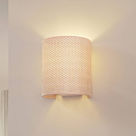 Lindby - Wandlamp - 1licht - PVC, textiel, kunststof - H: 20 cm - E27 - beige