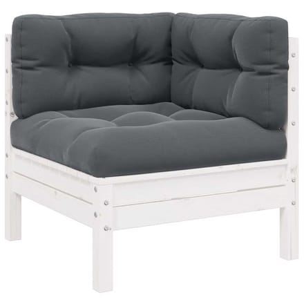 vidaXL - 3-delige - Loungeset - met - kussens - massief - grenenhout - wit