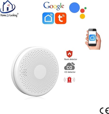 Wifi rook/CO detector met bediening via APP en kan werken met spraakgestuurde apps. T-2054