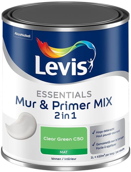 Levis - Essentials Mur & Primer Mix - Clear Green C50 - Mengverf - 1 L
