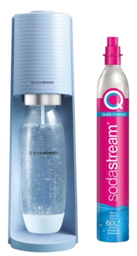 watercarbonatatiemachine + 1l fles + 1 cilinder - pastelblauw - sodastream - 1012811333
