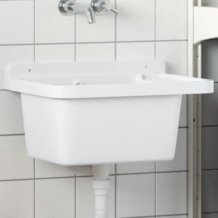 vidaXL - Wasbak - wandgemonteerd - 50x35x24 - cm - hars - wit
