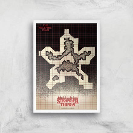 Stranger Things Map Giclee Art Print - A4 - White Frame
