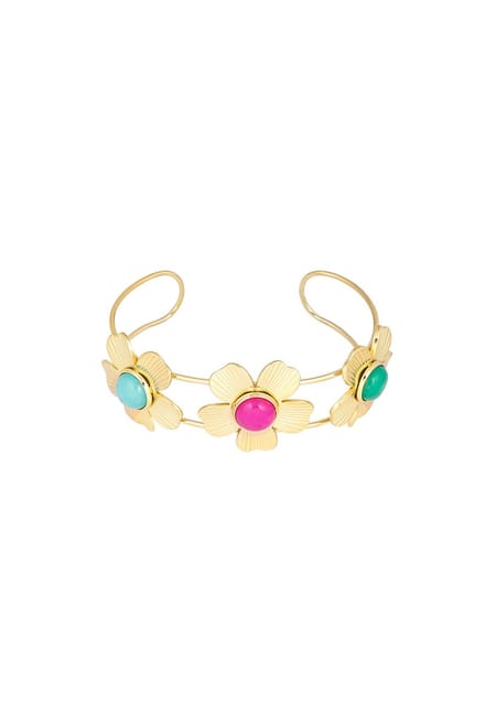 Bohemian bloemen armband stenen - Goud