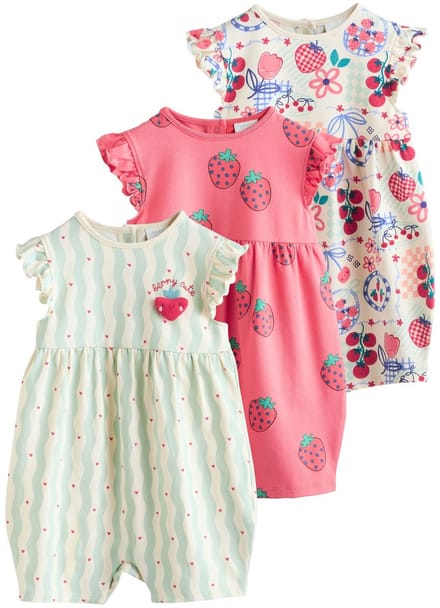 Next - Meisjes - Verpakking van 3 babyrompertjes - Rood